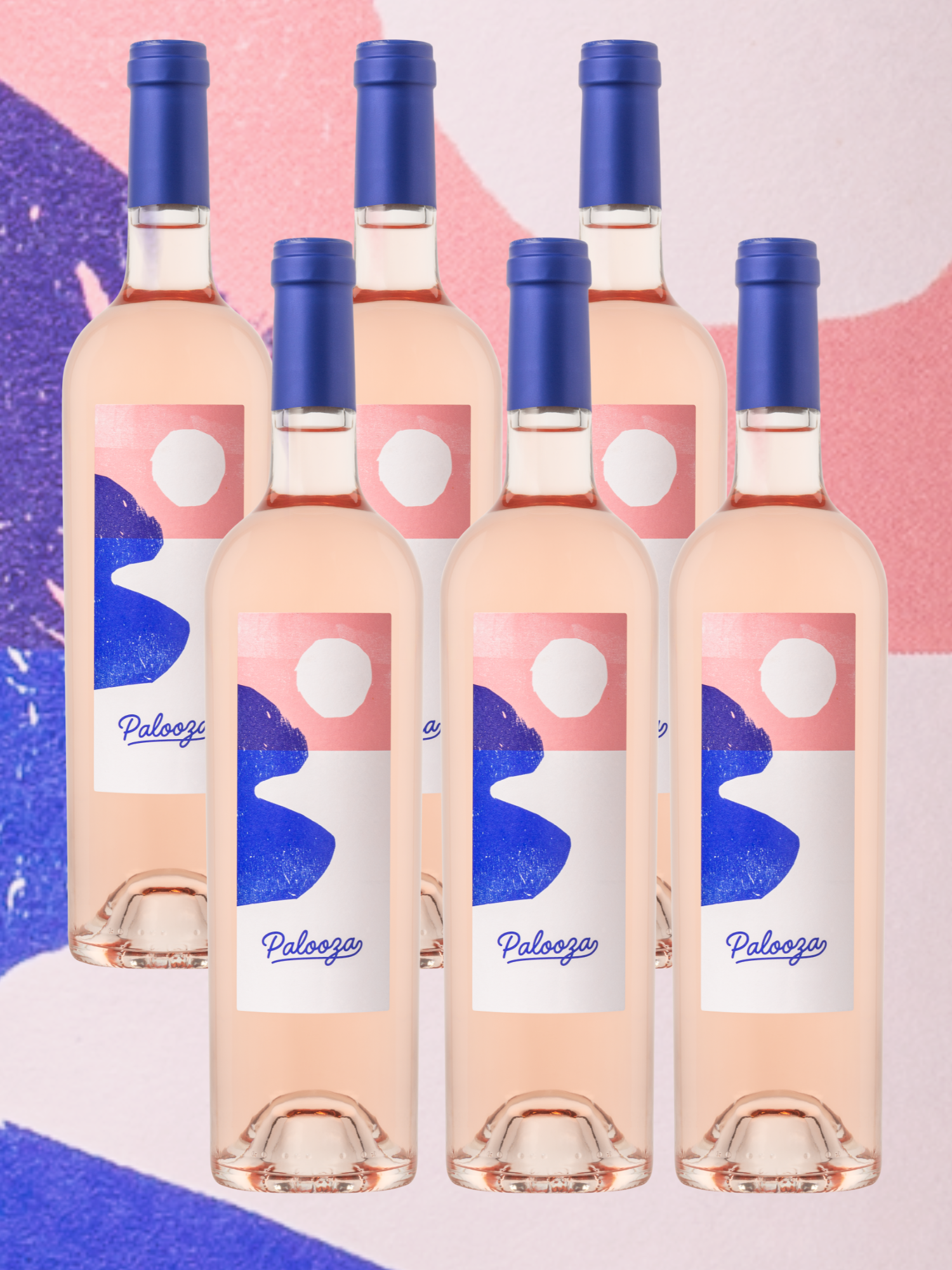 Six bouteilles de vin rosé Palooza, IGP Pays d’Oc, frais et léger.