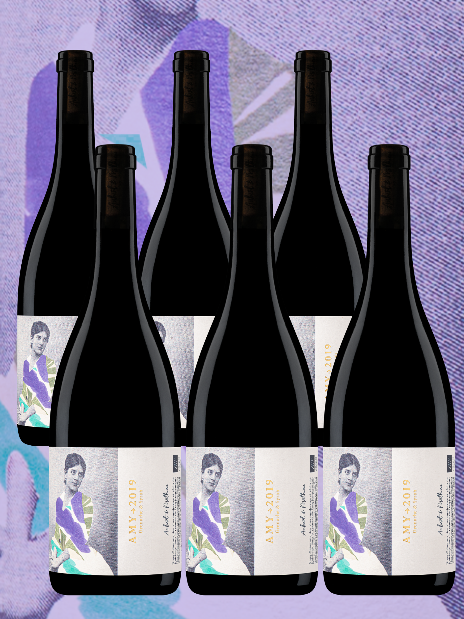 Six bouteilles de vin rouge Amy, IGP Pays d’Oc, surprenant et souple.