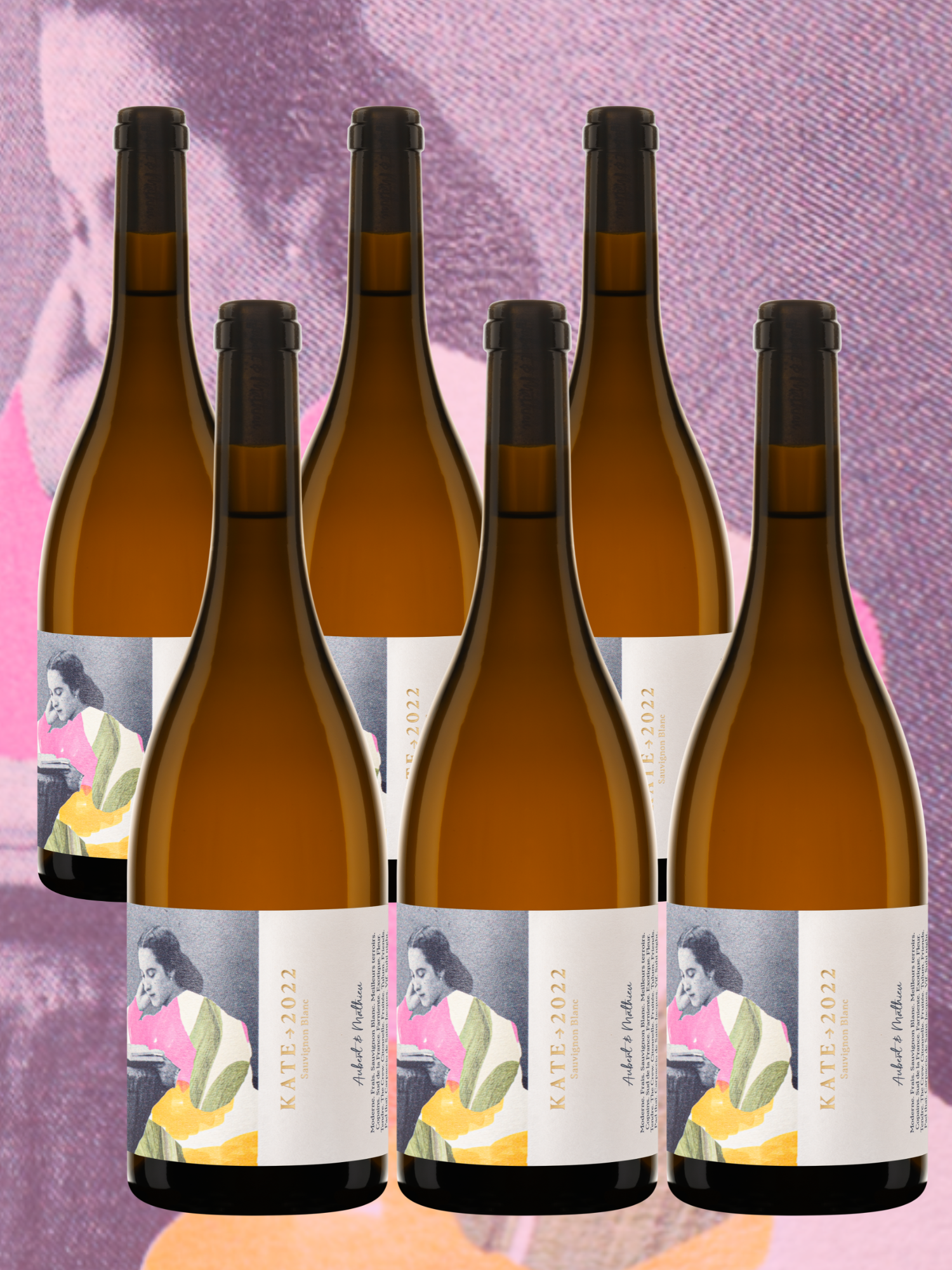 Six bouteilles de vin blanc Kate, IGP Pays d’Oc, vif et exotique.