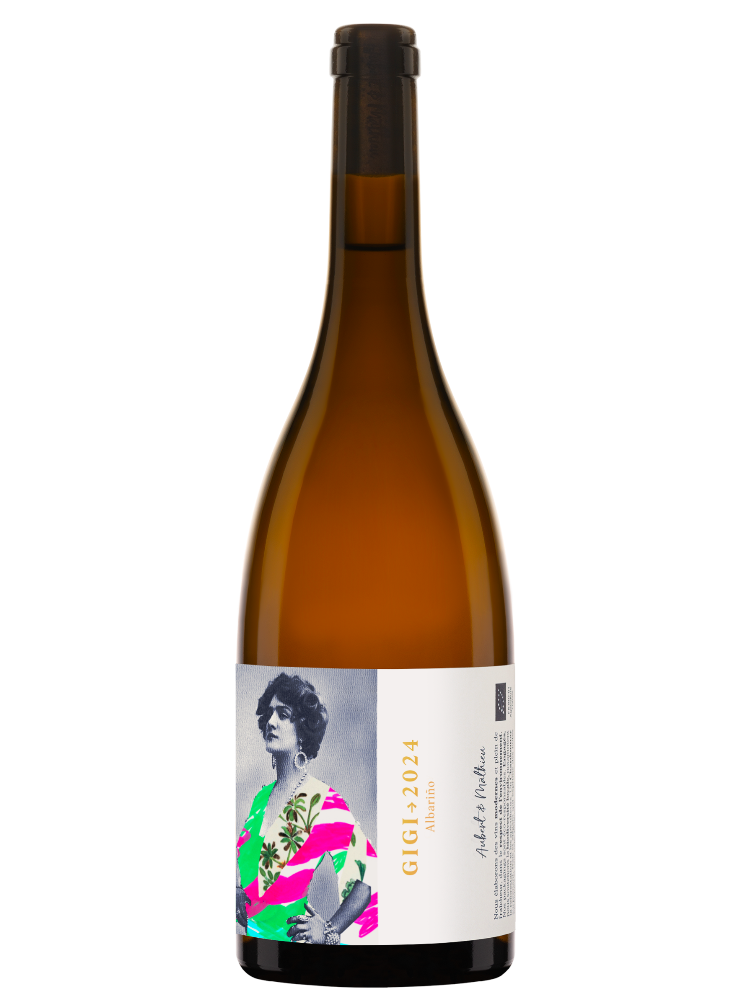 Bouteille de vin blanc Albariño Gigi, Vin de France, frais et élégant.