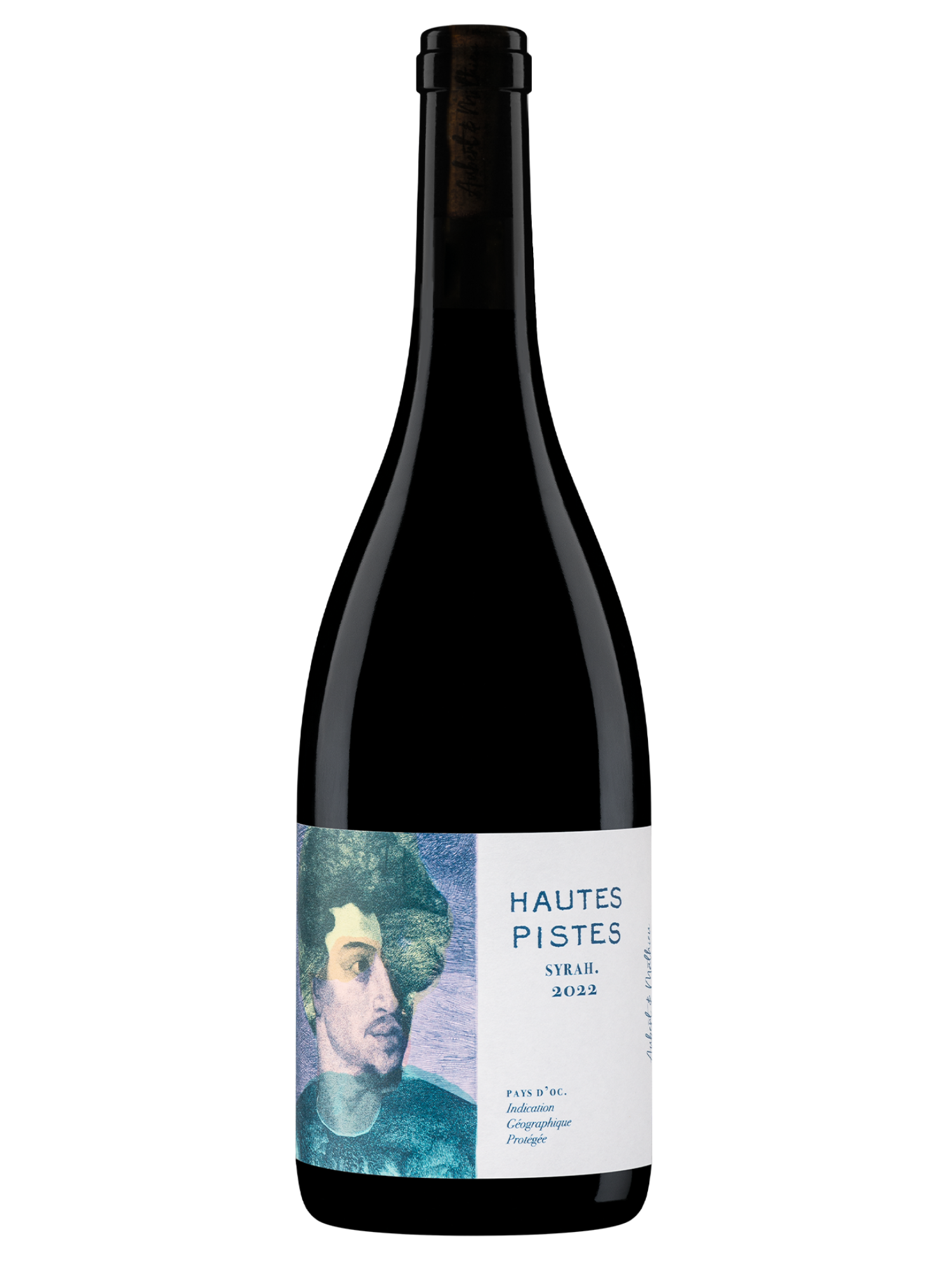 Bouteille de vin rouge Hautes Pistes Syrah, IGP Pays d’Oc, soyeux et concentré.
