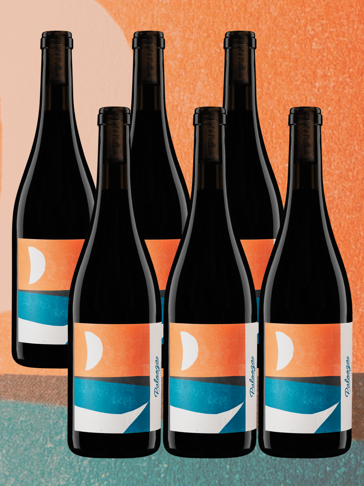 Six bouteilles de vin rouge Palooza, IGP Pays d’Oc, frais et léger.