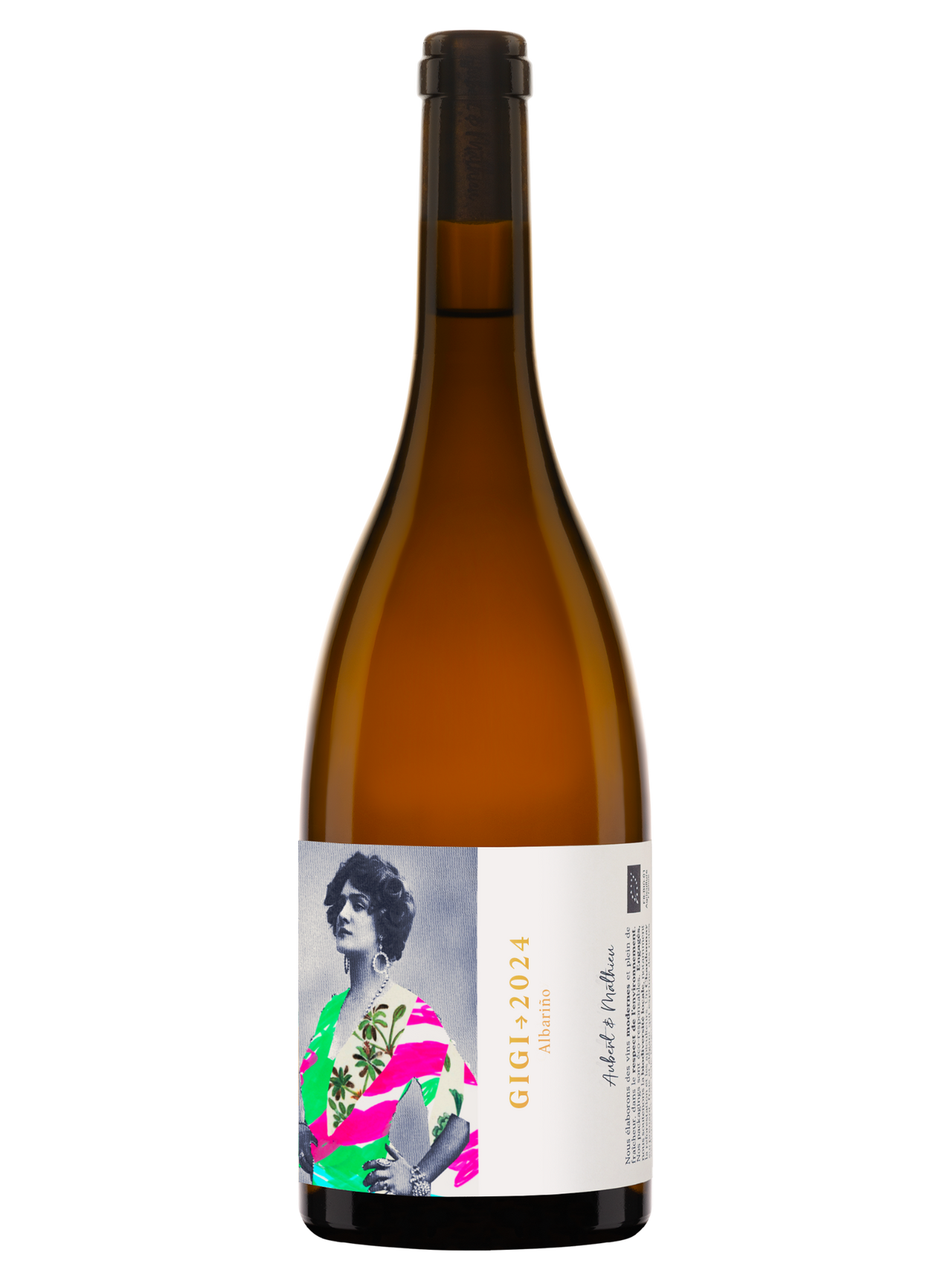 Bouteille de vin blanc Albariño Gigi, Vin de France, frais et élégant.