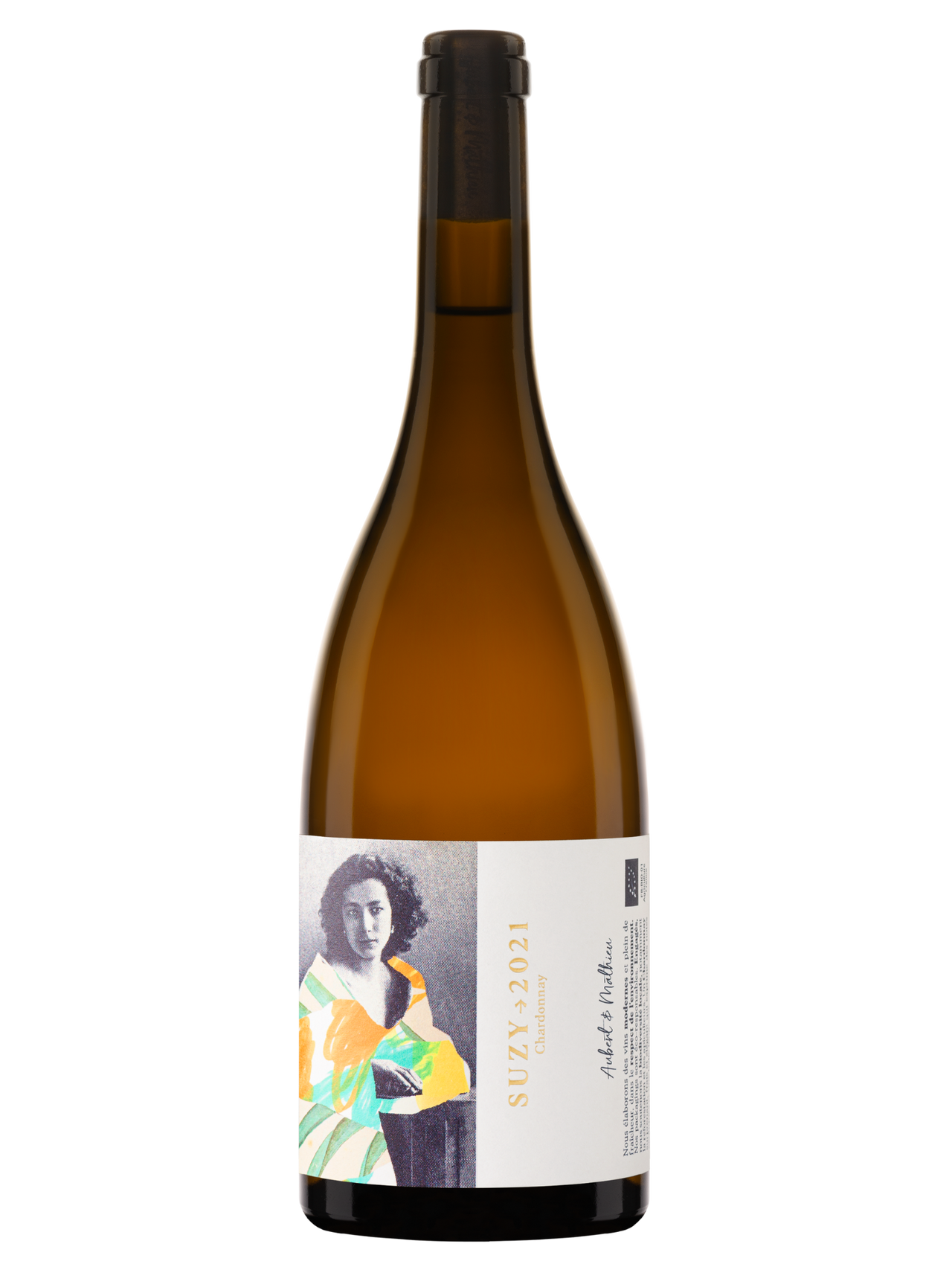 Bouteille de vin blanc Suzy, IGP Pays d’Oc, pur et rond.
